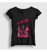 Presmono Kadın Siyah Stage Gorillaz T-Shirt 55026tt
