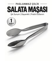 Beylini Paslanmaz Çelik Makarna Maşası 22 CM Salata Servis Maşası Metal Spagetti Mutfak Maşası