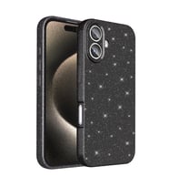 Apple iPhone 16 Plus Uyumlu Kılıf Kamera Korumalı Simli Lüks Zore Koton Kapak (Siyah)