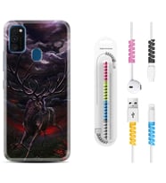 Samsung M21 M22 M23 M30 M31S M32 Kılıf Kablo Koruma Spiral Silikon Dark Deer 1786