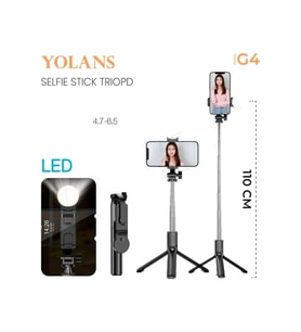G4 Selfie Çubuğu LED Işıklı Tripod Kablosuz Uzaktan Çekim