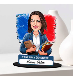 Kadın Fransızca Öğretmenine Hediye Karikatürlü Biblo