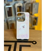 Redmi Note 14 Uyumlu Özel Tasarım Sevimli Figürlü Deri Dokulu Telefon Kılıfı (Pembe)