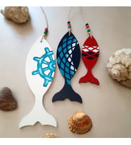 Çakıltaşı Hobby Dümen Desenli Ahşap Şans Balıkları Duvar Süsü
