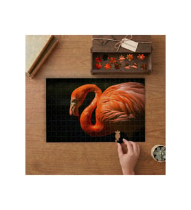 Turuncu Flamingo Tasarımı 240 parça Ahşap Puzzle Ahşap Kutuda MP04571