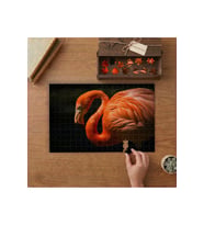 Turuncu Flamingo Tasarımı 240 parça Ahşap Puzzle Ahşap Kutuda MP04571