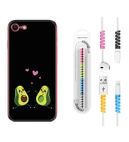Apple iPhone 5 6 7 8 Plus Se XR Kılıf Kablo Koruma Spiral Silikon Aşık Avokadolar 1642