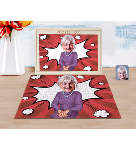 BK Gift Kişiye Özel Büyükanne Karikatürlü 1000 Parça Profesyonel Puzzle-1