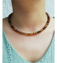 El Yapımı Akik  Boncuk Kolye, Doğal Taş , Minimalist Akik Kolye, Hediyelik