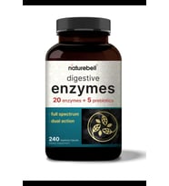 NatureBell Digestive Enzymes with Prebiotics  240 Veggie Capsules - 20 Enzyme & 5 Prebiotic Complex.3947 (Renksiz)