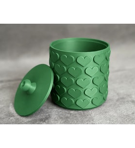 3D Baskı Kalp Desenli Kapaklı Saklama Kutusu - İki Renkli Organizer - Yeşil