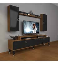 Decoraktiv Ekoflex 7 Mdf Gold Tv Ünitesi Tv Sehpası - Ceviz Siyah (Siyah - Ceviz)