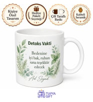 Detoks Vakti Yazılı Sağlıklı Yaşam Tasarımlı Seramik Kahve Kupası Hediye