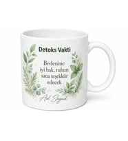 Detoks Vakti Yazılı Sağlıklı Yaşam Tasarımlı Seramik Kahve Kupası Hediye