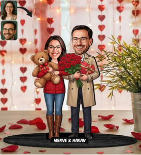 BK Gift Kişiye Özel Sevgili Karikatürlü Ahşap Biblo -11, Fotoğraftan Karikatür, Sevgililer Günü Hediyesi, Ev Hediyesi