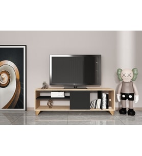 Antrasit Detaylı -Tv Sehpası Raflı Tv Ünitesi Televizyon Sehpası
