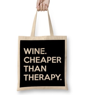 Wine Cheaper Than Therapy Bez Çanta Uzun Saplı