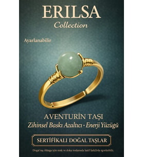 Sertifikalı Zihinsel Baskı Azaltıcı Yüzük – Aventurin Taşı Ayarlanabilir Gold Boğa Terazi Yengeç (Çok Renkli)