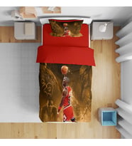 Basketbol Michael Jordan 3D Dijital Baskılı Tek Kişilik Nevresim Takımı (Kırmızı)