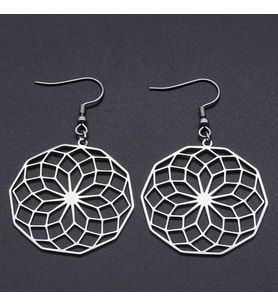 Kişiye Özel 925 Ayar Gümüş Lotus Çiçeği Küpe (Gümüş)