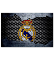 Cakapuzzle Real Madrid Logo Gri Siyah Petek Zemin Puzzle Yapboz MDF (Ahşap) (120 Parça)