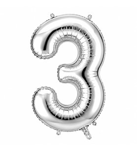 3 Rakam Folyo Balon Gümüş Rengi (100 cm)