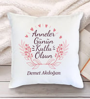 Anneler Günün Kutlu Olsun Tasarımlı Yastık (Beyaz)