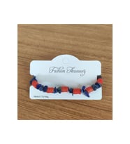 El Yapımı Doğal Taş Bileklik – Lapis Lazuli ve Kırmızı Heishi - 9397