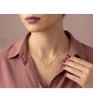 Kişiye Özel 925 Ayar Gümüş Prenses Taç Figürlü Kolye (Gold)