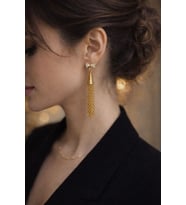 FİYONK ZİNCİR KÜPE AURELİA ZİNCİR IŞILTI KÜPE KRİSTAL TAŞLI KÜPE (Gold)