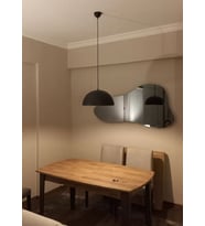 RİOLİGHT,RUSTİK1,MUTFAK,CAFELER İÇİN TEKLİ METAL SARKIT AVİZE ÇAP:40CM (Siyah)