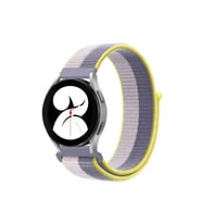 Uray store Samsung Galaxy Watch 4 Hasırlı Cırtcırtlı Kordon - Gri-Beyaz