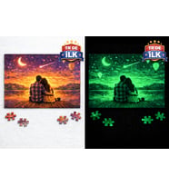 Sevgiliye Özel Fotoğraf Baskılı Gece Parlayan A4 Ahşap Fotoğraflı Puzzle
