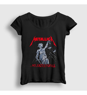 Presmono Kadın Siyah Lady Justice Metallica T-Shirt 66962tt