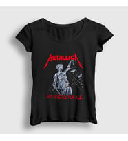 Presmono Kadın Siyah Lady Justice Metallica T-Shirt 66962tt