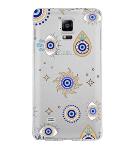 PrintiFy Samsung Galaxy Note 4 ile Uyumlu 1mm Slim Fit Nazar Boncuğu 5 Baskılı Şeffaf  Kılıf