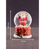 Dekoratif Yılbaşı Merry Christmas Sevimli Noel Baba Temalı  Mini Boy Işıklı Kar Küresi 6,5 cm