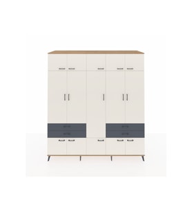 Kronos Dolap 11 Raflı 4 Çekmeceli 2 Askılı 220x59x243 Çam-Aytaşı/Antrasit