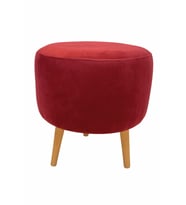 DTM HOME Ahşap Ayaklı Dekoratif Bordo Puf (Desenli)