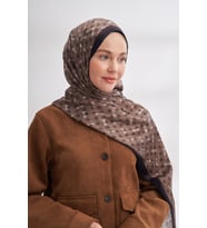 KOYU VİZON Armanda AA Monogram Desen Vual Şal