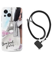 Reeder S23 Max Pro Kılıf Resimli Boyun Askılı İpli Desenli Silikon Bonjour Paris 1419