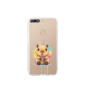 Huawei Y7 2018 ile Uyumlu Splash Kapibara Tasarımlı Şeffaf Silikon Kılıf