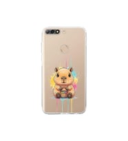 Huawei Y7 2018 ile Uyumlu Splash Kapibara Tasarımlı Şeffaf Silikon Kılıf