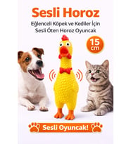 Sesli Horoz Eğlenceli Köpek ve Kediler İçin Sesli Öten Horoz Oyuncak 15 cm