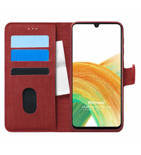 Microsonic Samsung Galaxy A33 5G Kılıf Fabric Book Wallet Kırmızı