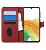 Microsonic Samsung Galaxy A33 5G Kılıf Fabric Book Wallet Kırmızı