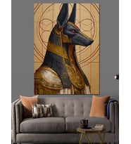 Anubis Mısır Tanrısı Profili Dekoratif Kanvas - Mdf Ahşap Tablo