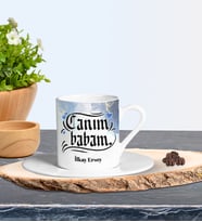 Kişiye Özel Babalar Günü Temalı Türk Kahvesi Fincanı