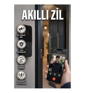 Kablosuz Wi-Fi Akıllı Görüntülü Kapı Zili Gece Görüşlü Güvenlik Kamerası