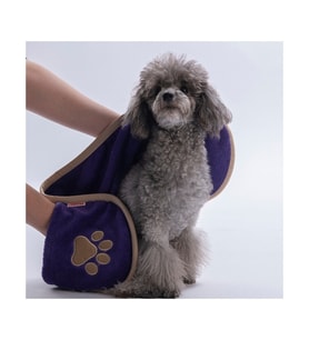 Pawstar Kedi Köpek Banyo Kurulama Elcikli Havlu Mor 23x78cm %100 Pamuk
